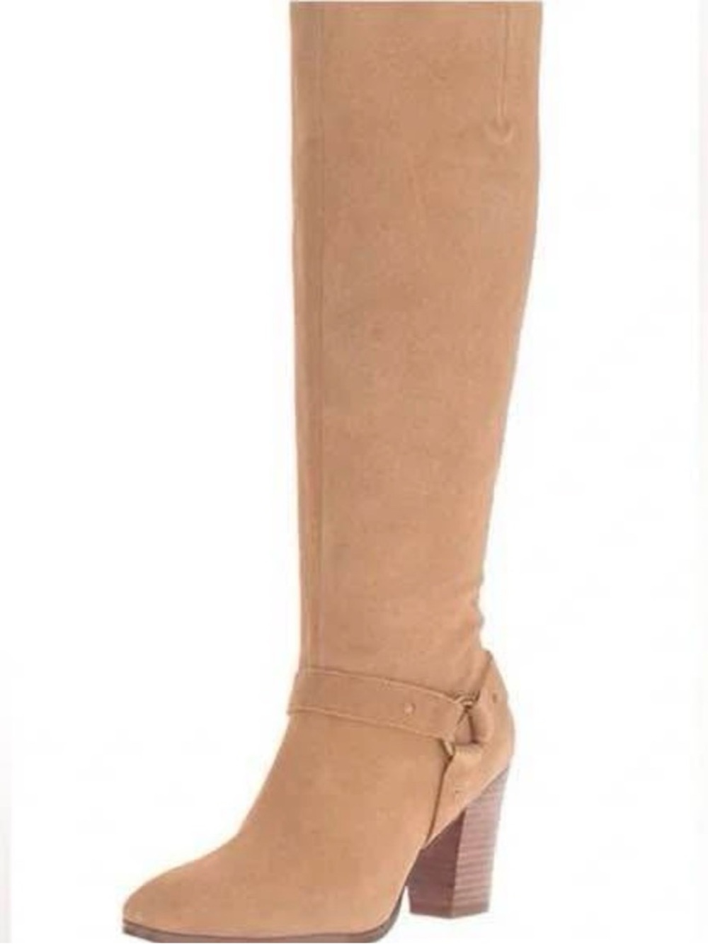 Ralph Lauren Tall Tan Suede Over-the-Knee Block Heel Boots
